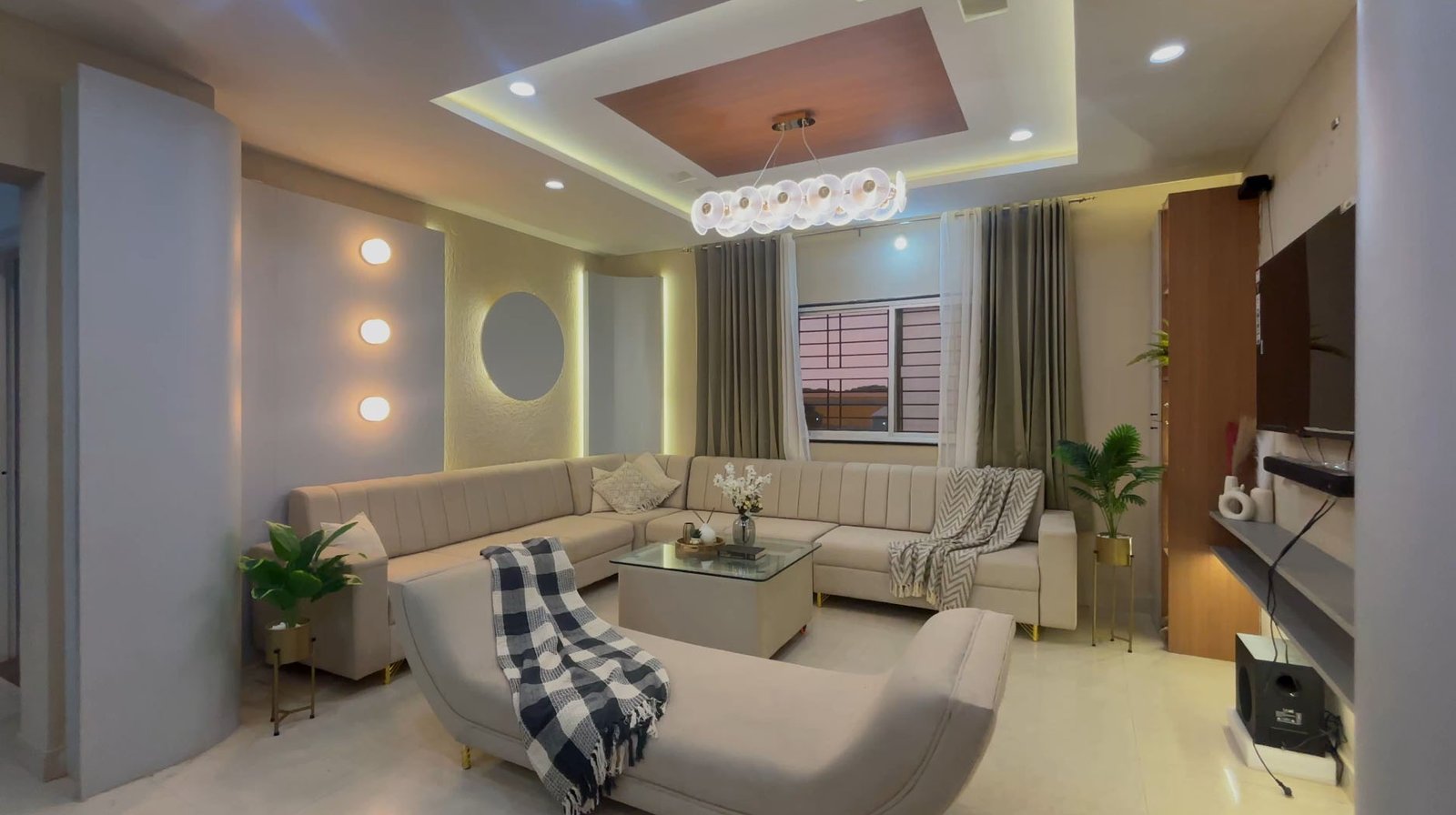 Living room interior in Hubballi by ZA Construction and Interiors